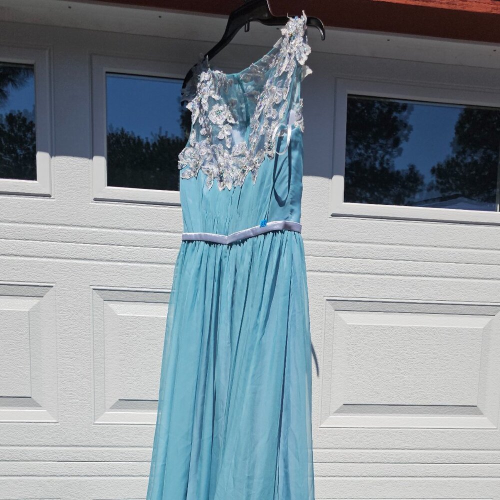 Formal teal embellished top long gown from Edressit in Size 8